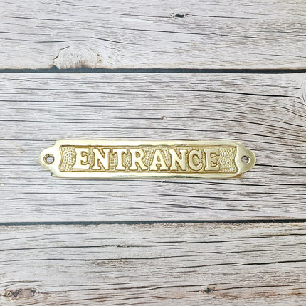 Entrance Sign, Entrance Signage, Brass Entrance Sign, Nautical Decor - Pink Horse Florida