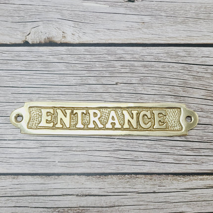 Entrance Sign, Entrance Signage, Brass Entrance Sign, Nautical Decor - Pink Horse Florida