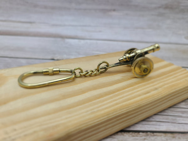 Cannon Keychain, Cannon Keyring, Antique Reproduction Brass Keychain, Nautical Keychain - Pink Horse Florida