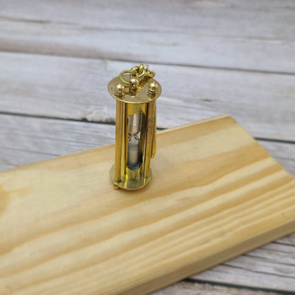 Sand Timer Keychain, Brass Sand Timer Keychain, Brass Key Ring, Nautical Keychain, Hourglass, Vintage Reproduction Hourglass - Pink Horse Florida