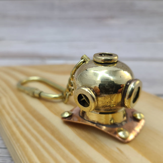 Divers Helmet, Scuba Diving, Scuba Diver, Helmet Keychain Diving Helmet, Nautical Keyring, Vintage Keychain, Brass Key Chain - Pink Horse Florida