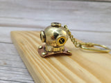 Divers Helmet, Scuba Diving, Scuba Diver, Helmet Keychain Diving Helmet, Nautical Keyring, Vintage Keychain, Brass Key Chain - Pink Horse Florida