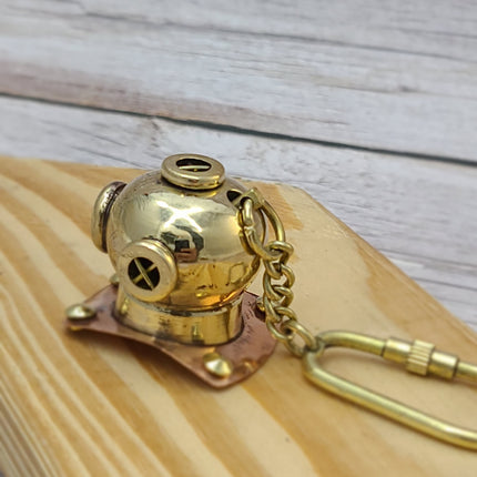 Divers Helmet, Scuba Diving, Scuba Diver, Helmet Keychain Diving Helmet, Nautical Keyring, Vintage Keychain, Brass Key Chain - Pink Horse Florida