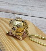 Divers Helmet, Scuba Diving, Scuba Diver, Helmet Keychain Diving Helmet, Nautical Keyring, Vintage Keychain, Brass Key Chain - Pink Horse Florida