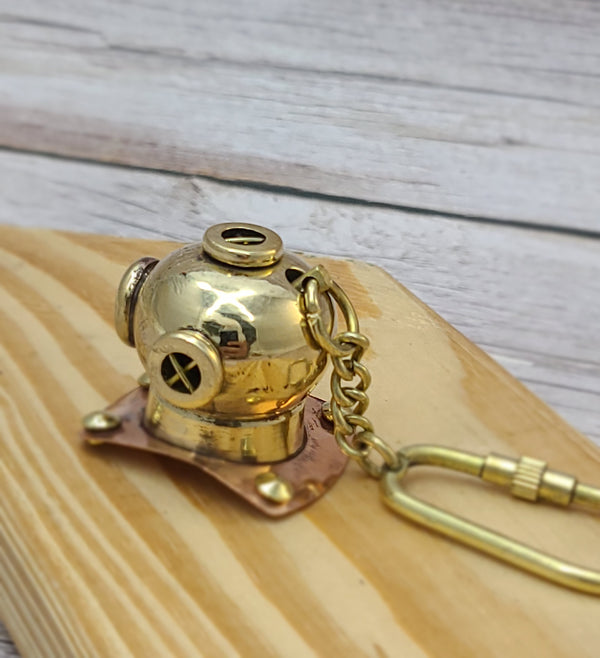 Divers Helmet, Scuba Diving, Scuba Diver, Helmet Keychain Diving Helmet, Nautical Keyring, Vintage Keychain, Brass Key Chain - Pink Horse Florida