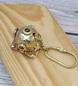 Divers Helmet, Scuba Diving, Scuba Diver, Helmet Keychain Diving Helmet, Nautical Keyring, Vintage Keychain, Brass Key Chain - Pink Horse Florida