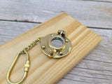 Porthole Keychain, Brass Porthole Keychain, Solid Brass Porthole Mirror Key Chain Nautical Ship Porthole Key Ring - Pink Horse Florida