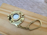 Porthole Keychain, Brass Porthole Keychain, Solid Brass Porthole Mirror Key Chain Nautical Ship Porthole Key Ring - Pink Horse Florida