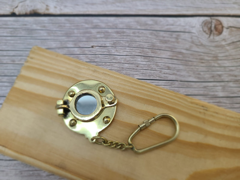 Porthole mirror key chain