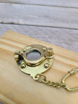 Porthole Keychain, Brass Porthole Keychain, Solid Brass Porthole Mirror Key Chain Nautical Ship Porthole Key Ring - Pink Horse Florida