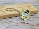 Porthole Keychain, Brass Porthole Keychain, Solid Brass Porthole Mirror Key Chain Nautical Ship Porthole Key Ring - Pink Horse Florida