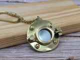 Porthole Keychain, Brass Porthole Keychain, Solid Brass Porthole Mirror Key Chain Nautical Ship Porthole Key Ring - Pink Horse Florida