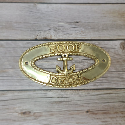 Poop Deck Sign, Wall Sign, Brass Poop Deck Sign, Nursery Decor, Nautical Decor - Pink Horse Florida