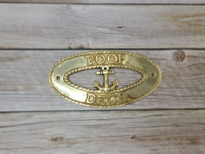 Poop Deck Sign, Wall Sign, Brass Poop Deck Sign, Nursery Decor, Nautical Decor - Pink Horse Florida