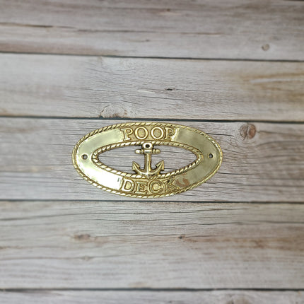 Poop Deck Sign, Wall Sign, Brass Poop Deck Sign, Nursery Decor, Nautical Decor - Pink Horse Florida