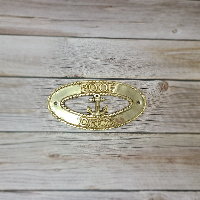 Poop Deck Sign, Wall Sign, Brass Poop Deck Sign, Nursery Decor, Nautical Decor - Pink Horse Florida