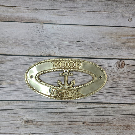 Poop Deck Sign, Wall Sign, Brass Poop Deck Sign, Nursery Decor, Nautical Decor - Pink Horse Florida