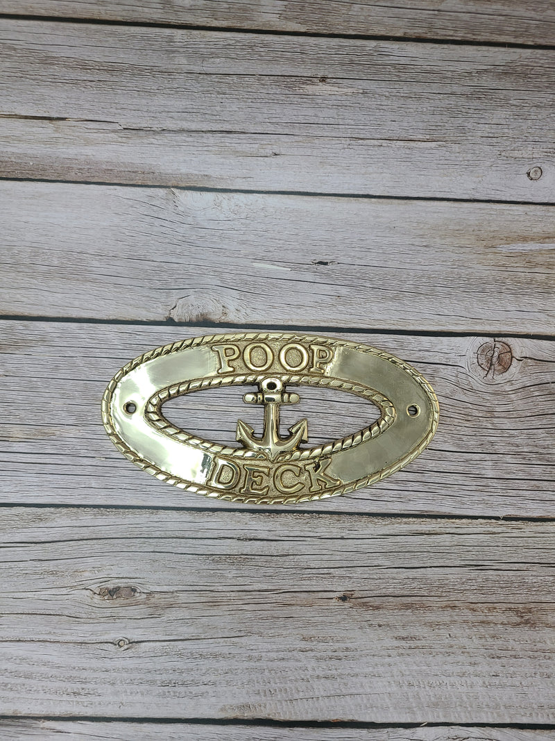 Poop Deck Sign, Wall Sign, Brass Poop Deck Sign, Nursery Decor, Nautical Decor - Pink Horse Florida