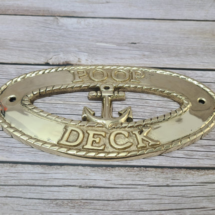 Poop Deck Sign, Wall Sign, Brass Poop Deck Sign, Nursery Decor, Nautical Decor - Pink Horse Florida