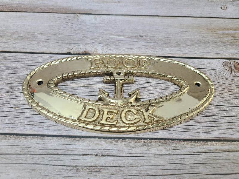 Poop Deck Sign, Wall Sign, Brass Poop Deck Sign, Nursery Decor, Nautical Decor - Pink Horse Florida