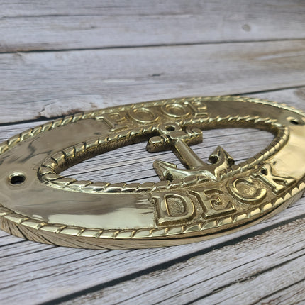 Poop Deck Sign, Wall Sign, Brass Poop Deck Sign, Nursery Decor, Nautical Decor - Pink Horse Florida
