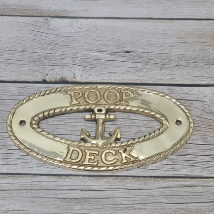 Poop Deck Sign, Wall Sign, Brass Poop Deck Sign, Nursery Decor, Nautical Decor - Pink Horse Florida