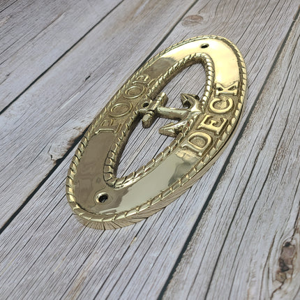 Poop Deck Sign, Wall Sign, Brass Poop Deck Sign, Nursery Decor, Nautical Decor - Pink Horse Florida
