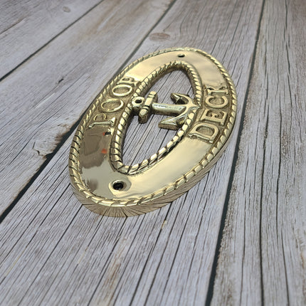 Poop Deck Sign, Wall Sign, Brass Poop Deck Sign, Nursery Decor, Nautical Decor - Pink Horse Florida