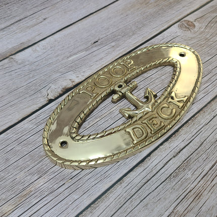 Poop Deck Sign, Wall Sign, Brass Poop Deck Sign, Nursery Decor, Nautical Decor - Pink Horse Florida