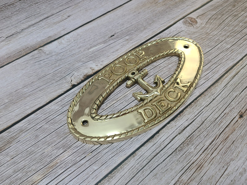 Poop Deck Sign, Wall Sign, Brass Poop Deck Sign, Nursery Decor, Nautical Decor - Pink Horse Florida