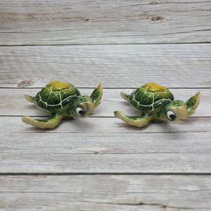 Sea Turtle Figurine SET of TWO, Cartoon Sea Turtle Figurine, Turtle Lover Gift, Ocean Lover Gift, Cartoon Turtle Figurine, Sea Turtle Gift - Pink Horse Florida
