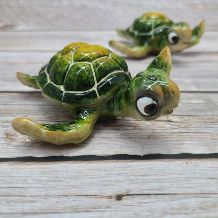 Sea Turtle Figurine SET of TWO, Cartoon Sea Turtle Figurine, Turtle Lover Gift, Ocean Lover Gift, Cartoon Turtle Figurine, Sea Turtle Gift - Pink Horse Florida