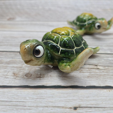 Sea Turtle Figurine SET of TWO, Cartoon Sea Turtle Figurine, Turtle Lover Gift, Ocean Lover Gift, Cartoon Turtle Figurine, Sea Turtle Gift - Pink Horse Florida