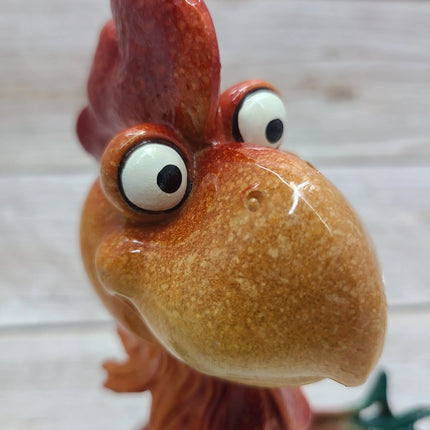 Bobblehead Rooster, Rooster Figurine, Funny Animal Figurine, Farm Figurine, Farm Decor, Farmhouse - Pink Horse Florida