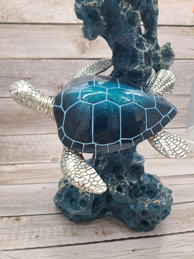 Turtle Figurine, JUMBO Sea Turtle Figurine, Double Turtle Figurine, Turtle Decor, Sea Turtle Decor, Beach Home, Beach Decor, Ocean Decor - Pink Horse Florida