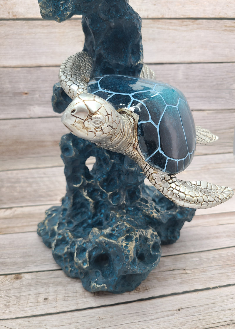 Turtle Figurine, JUMBO Sea Turtle Figurine, Double Turtle Figurine, Turtle Decor, Sea Turtle Decor, Beach Home, Beach Decor, Ocean Decor - Pink Horse Florida