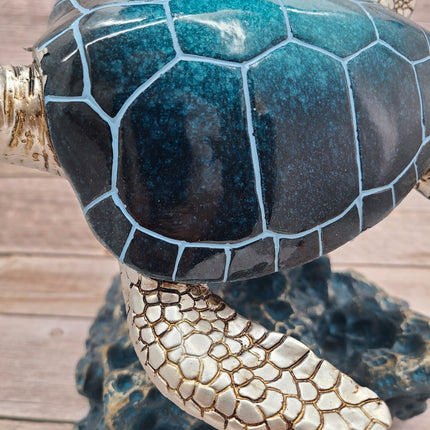 Turtle Figurine, JUMBO Sea Turtle Figurine, Double Turtle Figurine, Turtle Decor, Sea Turtle Decor, Beach Home, Beach Decor, Ocean Decor - Pink Horse Florida