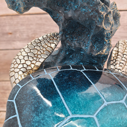 Turtle Figurine, JUMBO Sea Turtle Figurine, Double Turtle Figurine, Turtle Decor, Sea Turtle Decor, Beach Home, Beach Decor, Ocean Decor - Pink Horse Florida