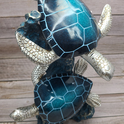 Turtle Figurine, JUMBO Sea Turtle Figurine, Double Turtle Figurine, Turtle Decor, Sea Turtle Decor, Beach Home, Beach Decor, Ocean Decor - Pink Horse Florida