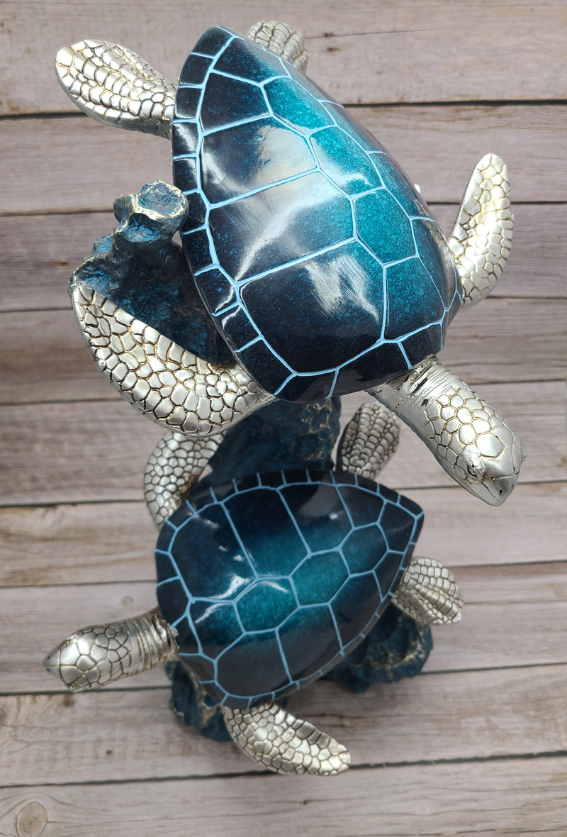 Turtle Figurine, JUMBO Sea Turtle Figurine, Double Turtle Figurine, Turtle Decor, Sea Turtle Decor, Beach Home, Beach Decor, Ocean Decor - Pink Horse Florida