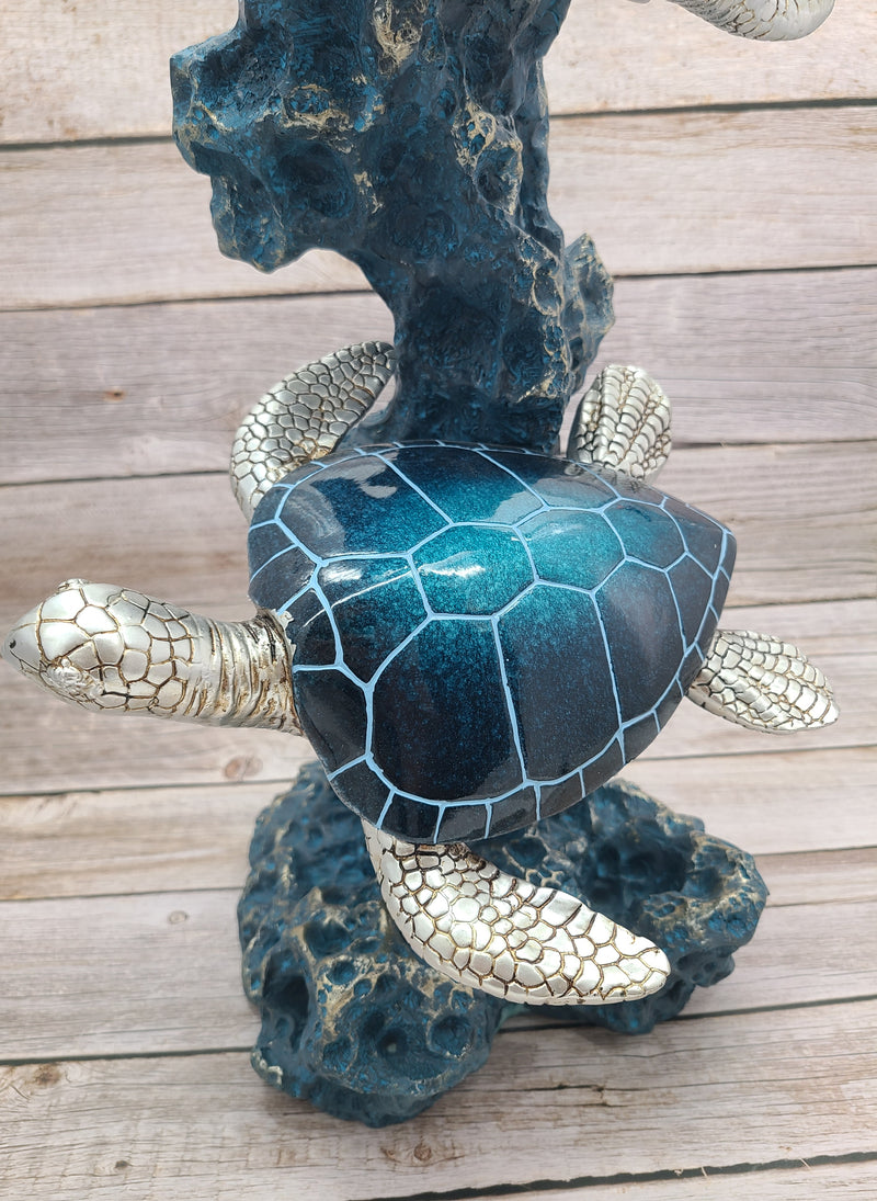 Turtle Figurine, JUMBO Sea Turtle Figurine, Double Turtle Figurine, Turtle Decor, Sea Turtle Decor, Beach Home, Beach Decor, Ocean Decor - Pink Horse Florida