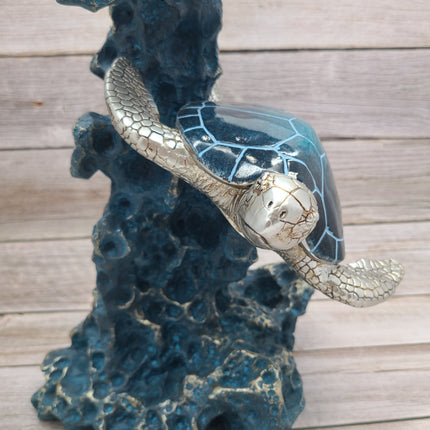Turtle Figurine, JUMBO Sea Turtle Figurine, Double Turtle Figurine, Turtle Decor, Sea Turtle Decor, Beach Home, Beach Decor, Ocean Decor - Pink Horse Florida
