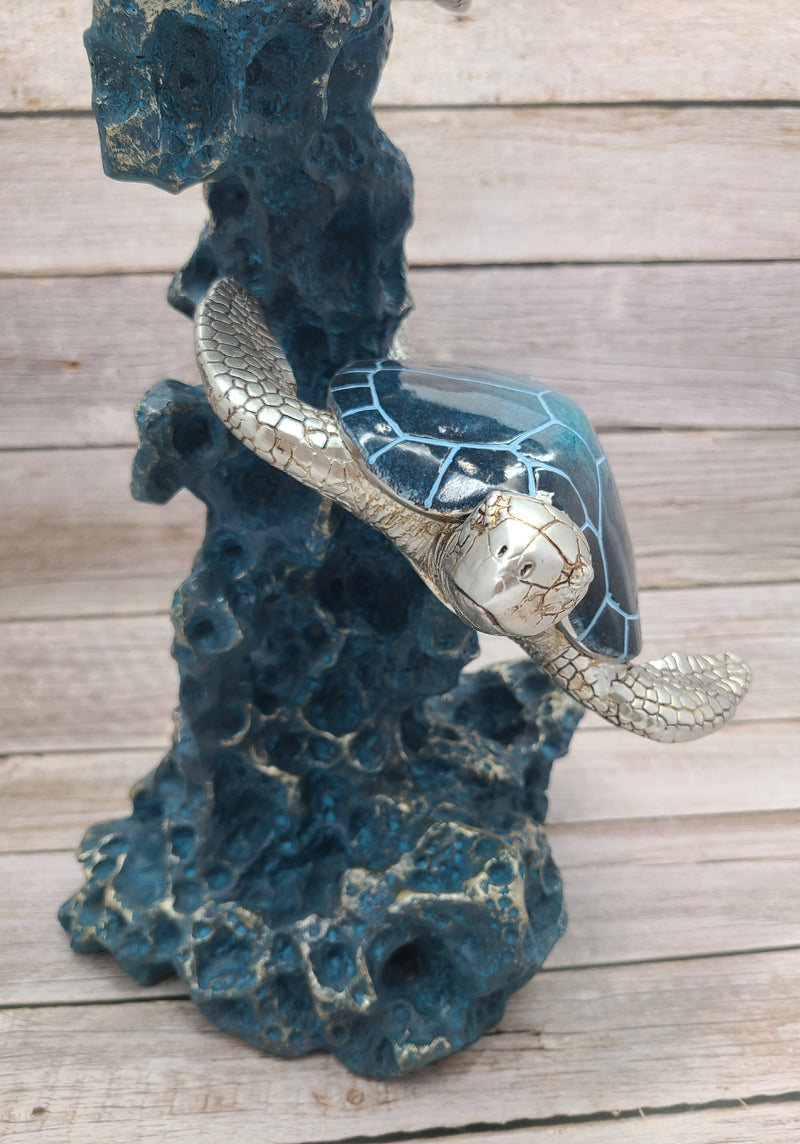 Turtle Figurine, JUMBO Sea Turtle Figurine, Double Turtle Figurine, Turtle Decor, Sea Turtle Decor, Beach Home, Beach Decor, Ocean Decor - Pink Horse Florida