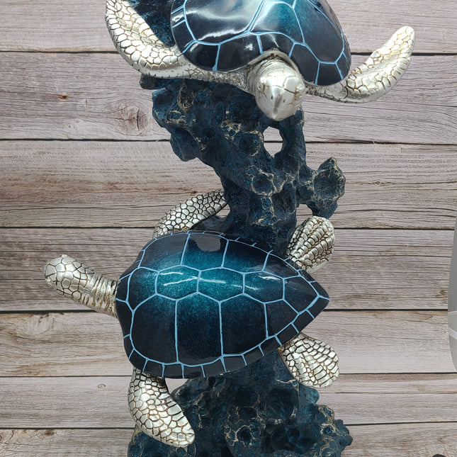 Turtle Figurine, JUMBO Sea Turtle Figurine, Double Turtle Figurine, Turtle Decor, Sea Turtle Decor, Beach Home, Beach Decor, Ocean Decor - Pink Horse Florida