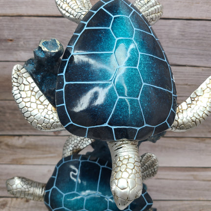 Turtle Figurine, JUMBO Sea Turtle Figurine, Double Turtle Figurine, Turtle Decor, Sea Turtle Decor, Beach Home, Beach Decor, Ocean Decor - Pink Horse Florida