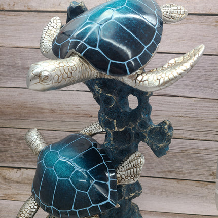 Turtle Figurine, JUMBO Sea Turtle Figurine, Double Turtle Figurine, Turtle Decor, Sea Turtle Decor, Beach Home, Beach Decor, Ocean Decor - Pink Horse Florida