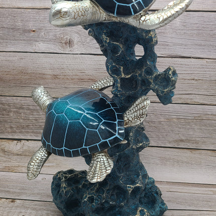 Turtle Figurine, JUMBO Sea Turtle Figurine, Double Turtle Figurine, Turtle Decor, Sea Turtle Decor, Beach Home, Beach Decor, Ocean Decor - Pink Horse Florida