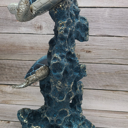 Turtle Figurine, JUMBO Sea Turtle Figurine, Double Turtle Figurine, Turtle Decor, Sea Turtle Decor, Beach Home, Beach Decor, Ocean Decor - Pink Horse Florida