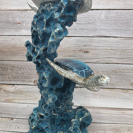 Turtle Figurine, JUMBO Sea Turtle Figurine, Double Turtle Figurine, Turtle Decor, Sea Turtle Decor, Beach Home, Beach Decor, Ocean Decor - Pink Horse Florida