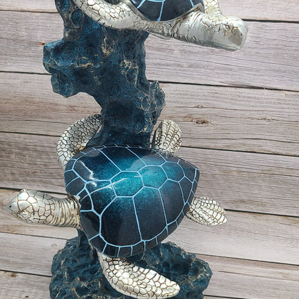 Turtle Figurine, JUMBO Sea Turtle Figurine, Double Turtle Figurine, Turtle Decor, Sea Turtle Decor, Beach Home, Beach Decor, Ocean Decor - Pink Horse Florida
